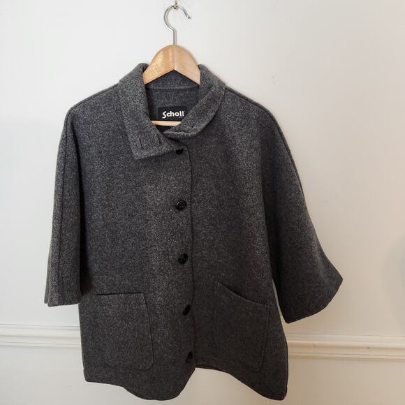 Schott Jacket Size Small Medium Womens Pea Coat Wool Blend Cloak Gray Career - Picture 10 of 14